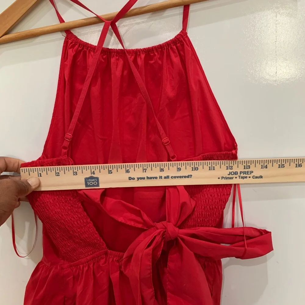 NEW Evereve Red Open Back Tiered Dress S | Coastal Cottagecore, Vacation Style